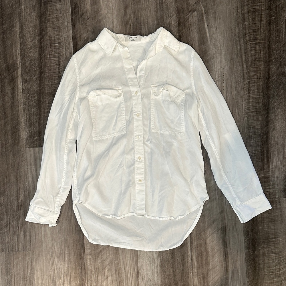 Babaton Utility Relaxed Drapey Twill Long Sleeve Button Up Shirt - XS